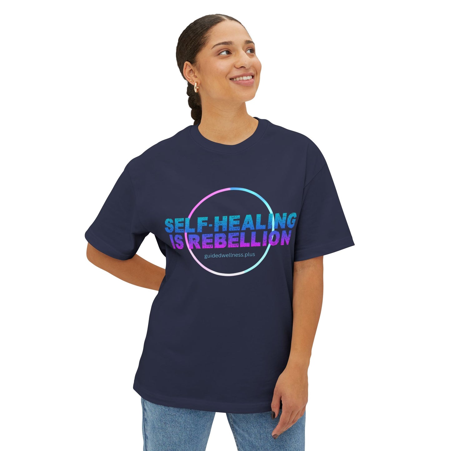 Self-Healing Is Rebellion Unisex Oversized Tee - Comfortable & Inspirational Tee for Self-Care Lovers