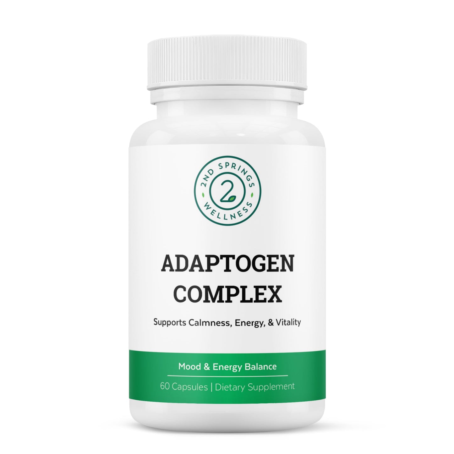 2nd Springs Adaptogen Complex Calmness, Energy and Vitality Booster - Ashwagandha, Schisandra, Astragalus, Ginseng, Rhodiola, and More - Promotes Balance, Focus, and Overall Well-Being - 60 Ct