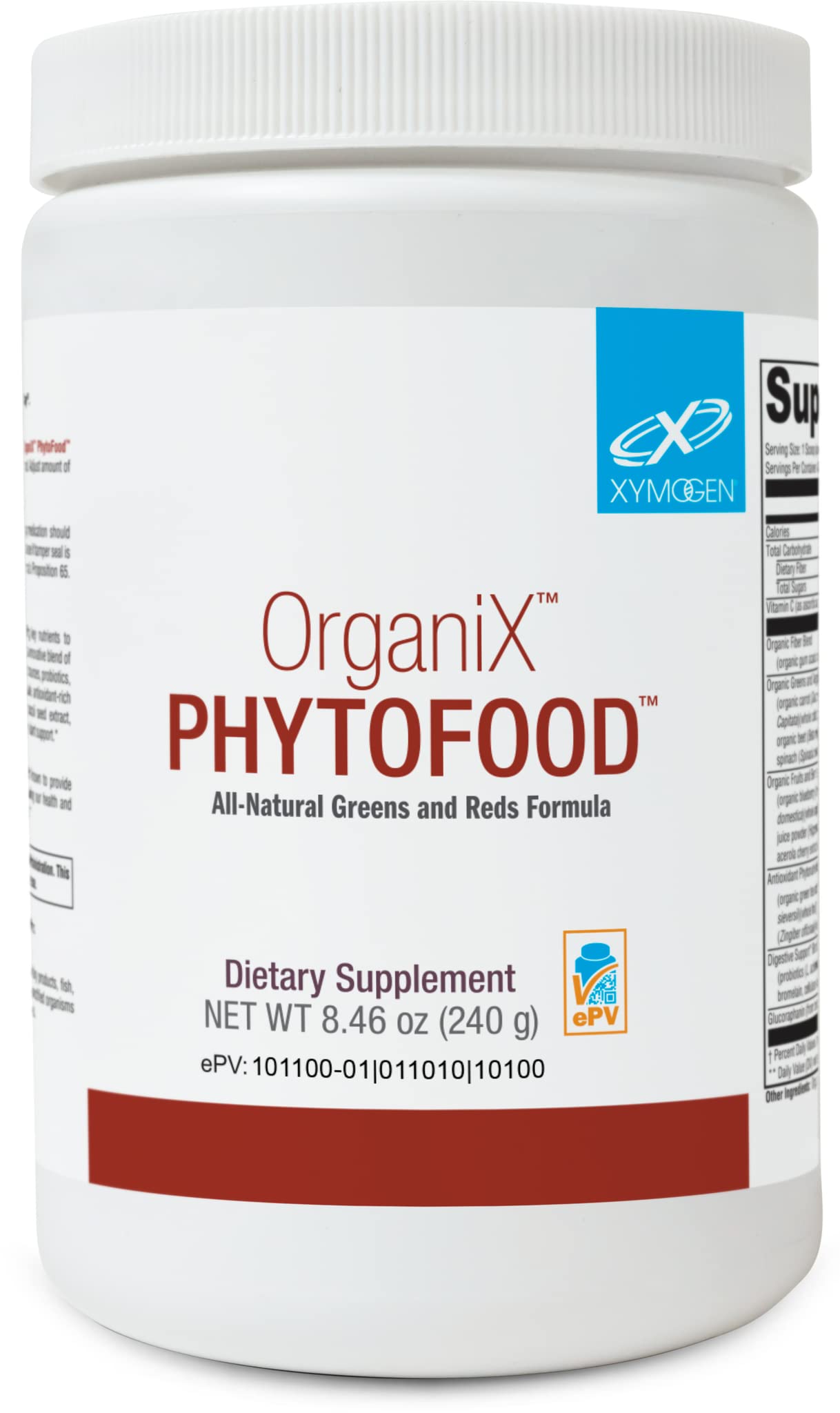 XYMOGEN OrganiX Phytofood - Reds and Greens Superfood Powder with Vitamin C - Fruits and Vegetables Supplements to Support Digestive Health - Organic & Gluten Free (30 Servings)