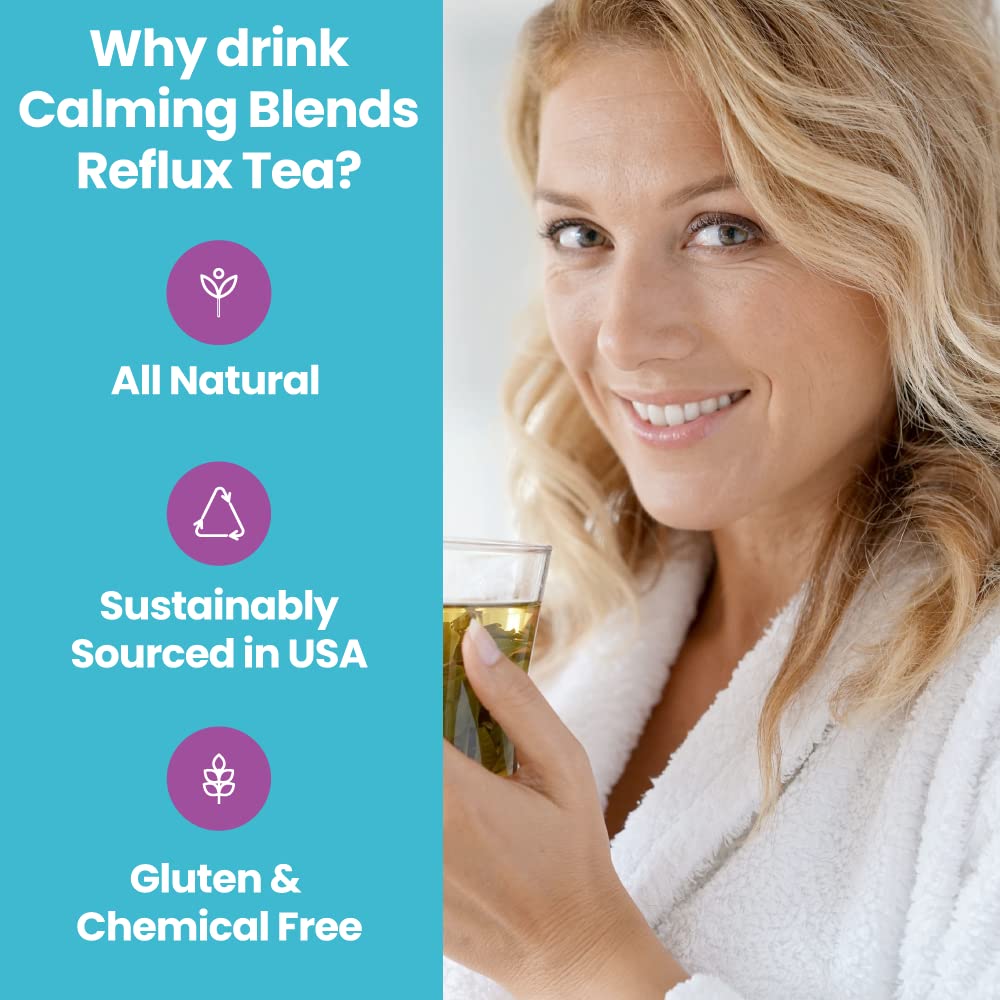 CALMING BLENDS Acid Reflux Loose Leaf Tea | Acid Reflux, Heartburn & Indigestion | Caffeine-Free | 36 Cups