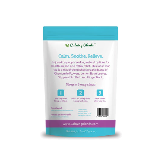 CALMING BLENDS Acid Reflux Loose Leaf Tea | Acid Reflux, Heartburn & Indigestion | Caffeine-Free | 36 Cups