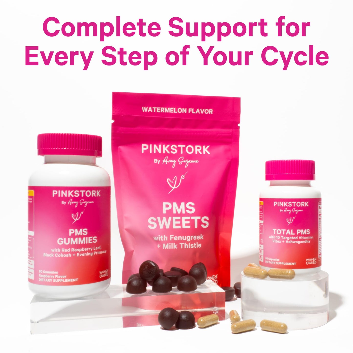 Pink Stork Organic PMS Tea for Hormone Balance, Mood Swings, Bloating, and Period Regularity - 8 Herbs - Vitex, Red Raspberry Leaf, Chamomile - Caffeine-Free - 15 Sachets, Hot or Iced