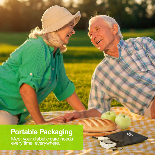 AUVON Blood Glucose Monitor Kit, High Accuracy Blood Sugar Test Kit with 50 Glucometer Strips, 50 30G Lancets, 1 Lancing Devices, DS-W Diabetes Testing Kit, No Coding Required, Travel Size