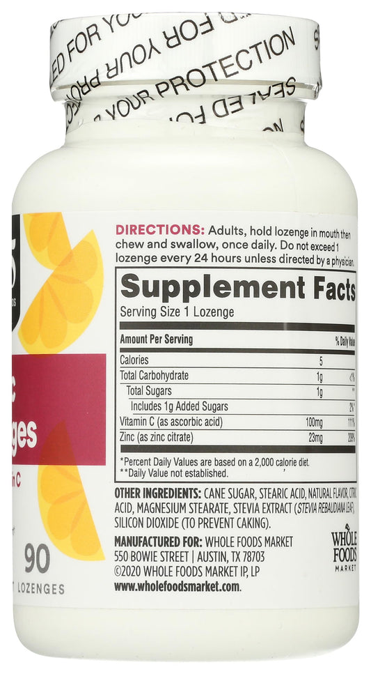 365 by Whole Foods Market, Zinc & Vitamin C Lozenges, 90 Count