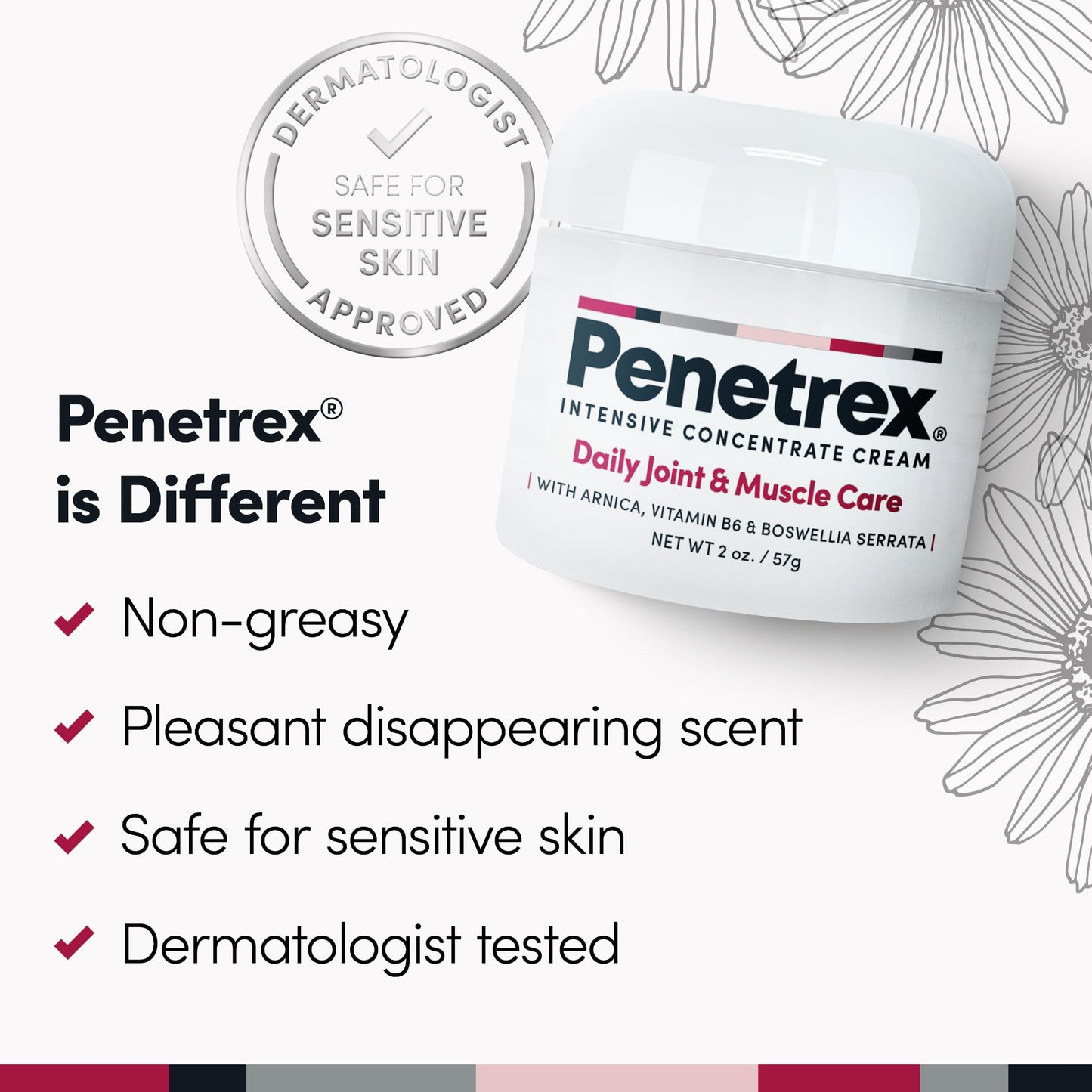Penetrex Joint & Muscle Therapy - Soothing Comfort for Back, Neck, Hands, Feet - Premium Whole Body Rub with Arnica, Vitamin B6 MSM & Boswellia - Non-Greasy 2oz Cream