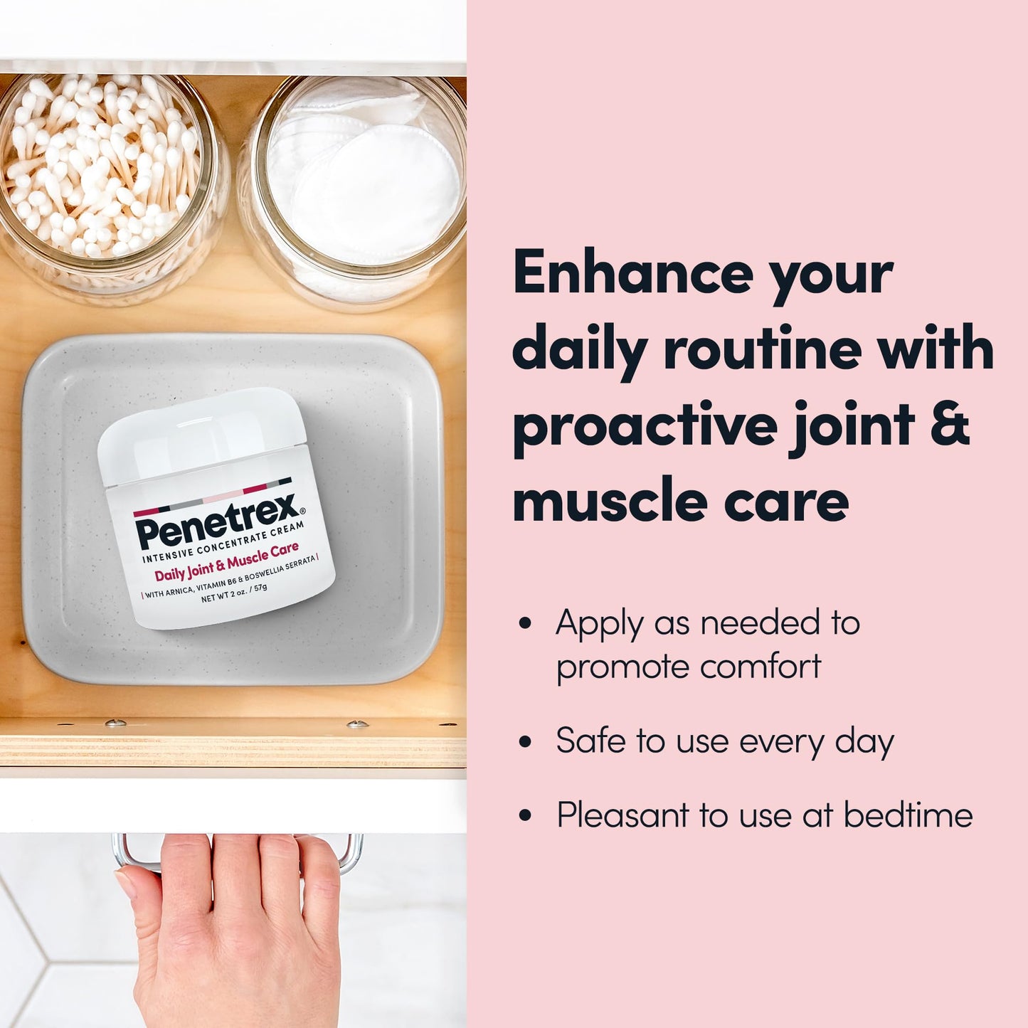 Penetrex Joint & Muscle Therapy - Soothing Comfort for Back, Neck, Hands, Feet - Premium Whole Body Rub with Arnica, Vitamin B6 MSM & Boswellia - Non-Greasy 2oz Cream