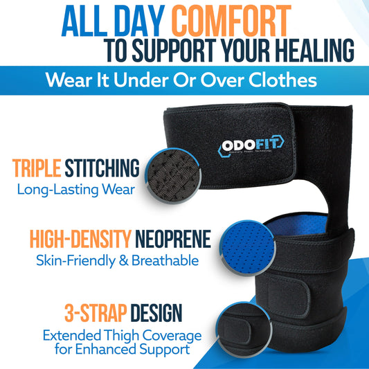 5-in-1 Hip Brace for Women & Men Sciatica Pain Relief Devices - Adjustable Groin, Thigh, Hamstring Compression Wrap - Comfortable Support for Muscle Recovery, Mobility, Sciatica Hip Pain Relief Brace