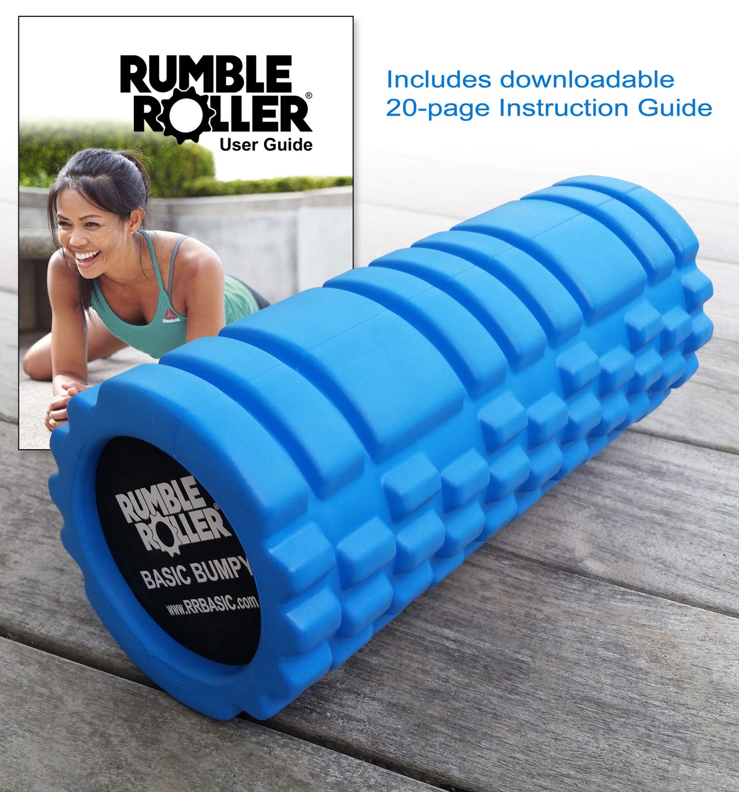 RumbleRoller Basic Bumpy Foam Roller, Solid Core EVA Foam Roller with Grid/Bump Texture for Deep Tissue Massage and Self-Myofascial Release
