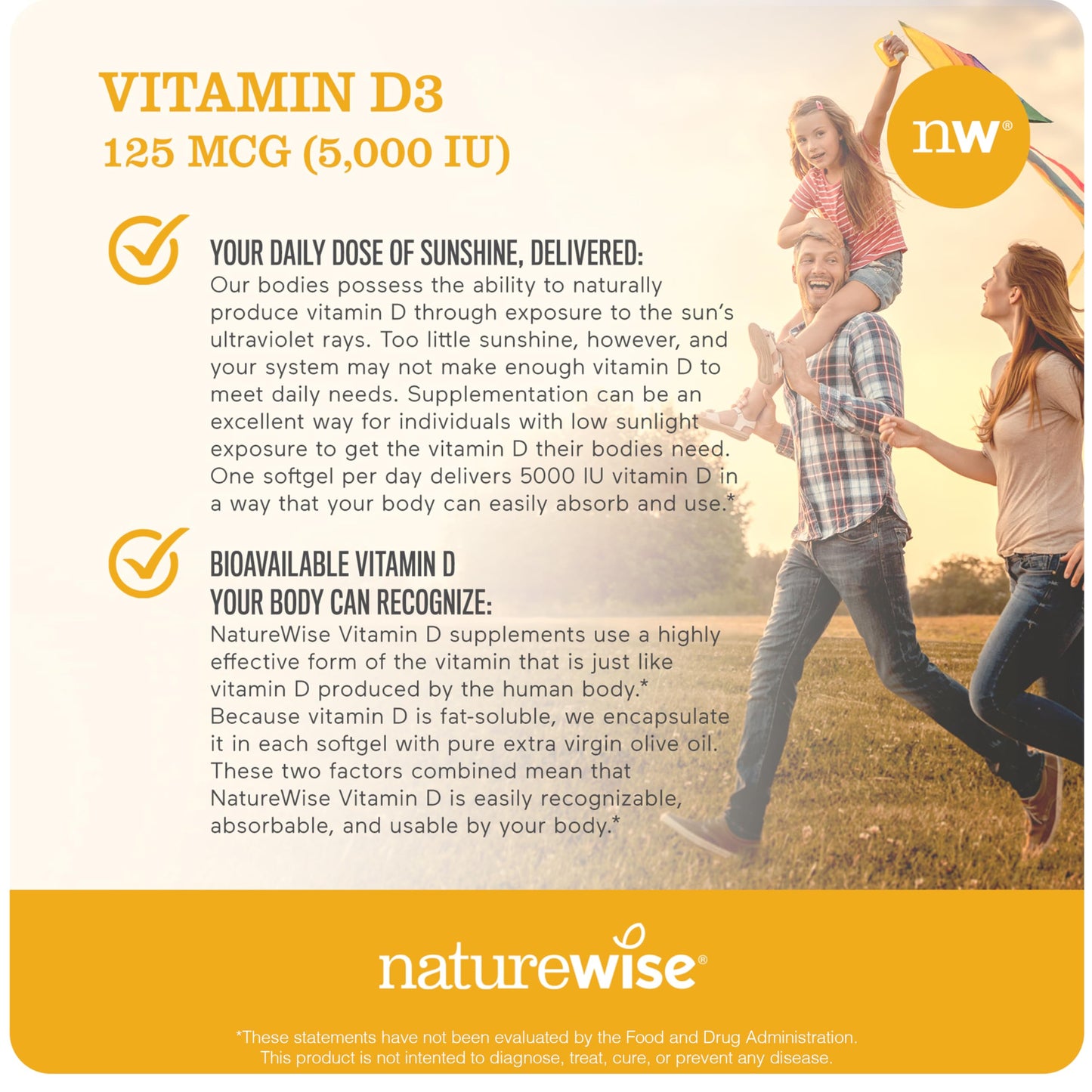 NatureWise Vitamin D3 5000iu (125 mcg) 200-Day Supply for Immune Support, Healthy Muscle Function, and Bone Health - Non-GMO, Gluten Free in Organic Extra Virgin Olive Oil, (Mini Softgel), 200 Count