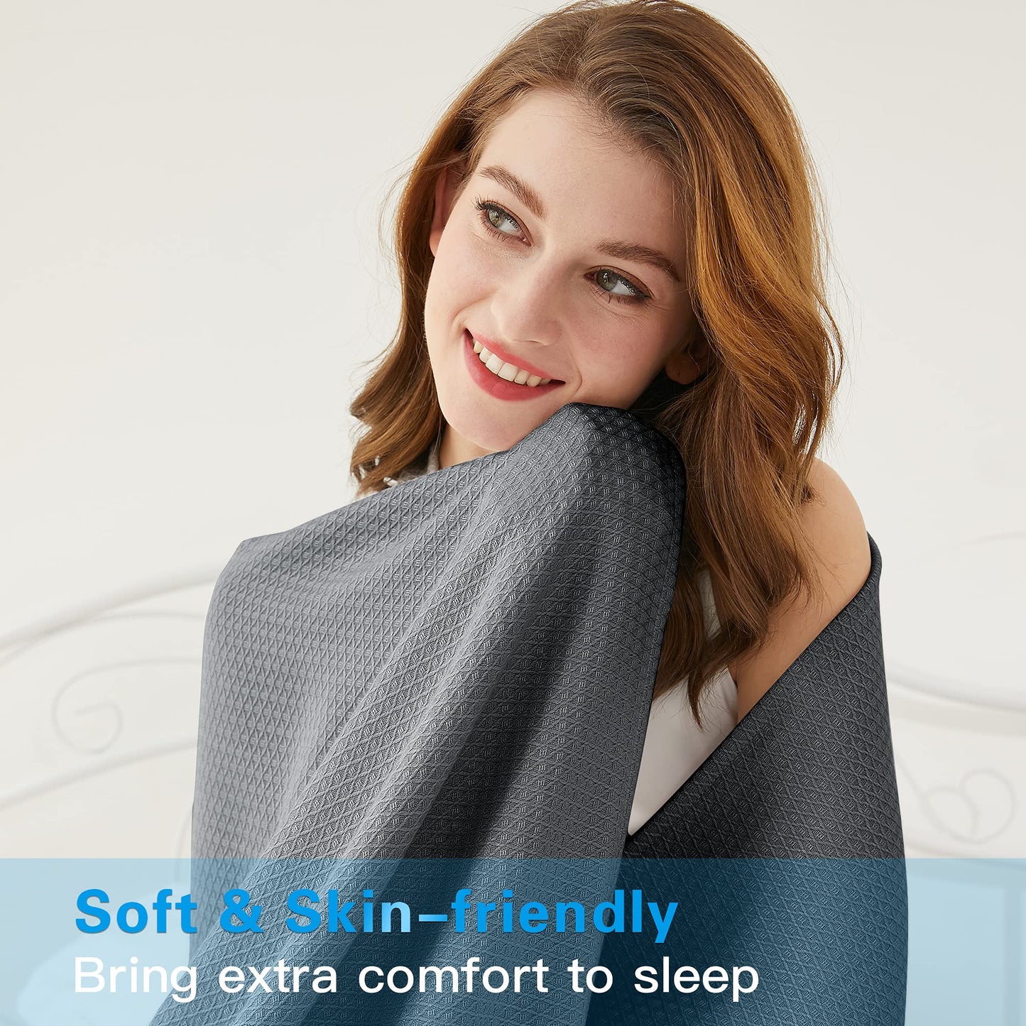 AmyHomie Cooling Blanket, 100% Rayon Derived from Bamboo, Cool Summer Blanket for Hot Sleepers, Soft Comfy Lightweight Blankets for All Seasons(Dark Gray, 79×91in)