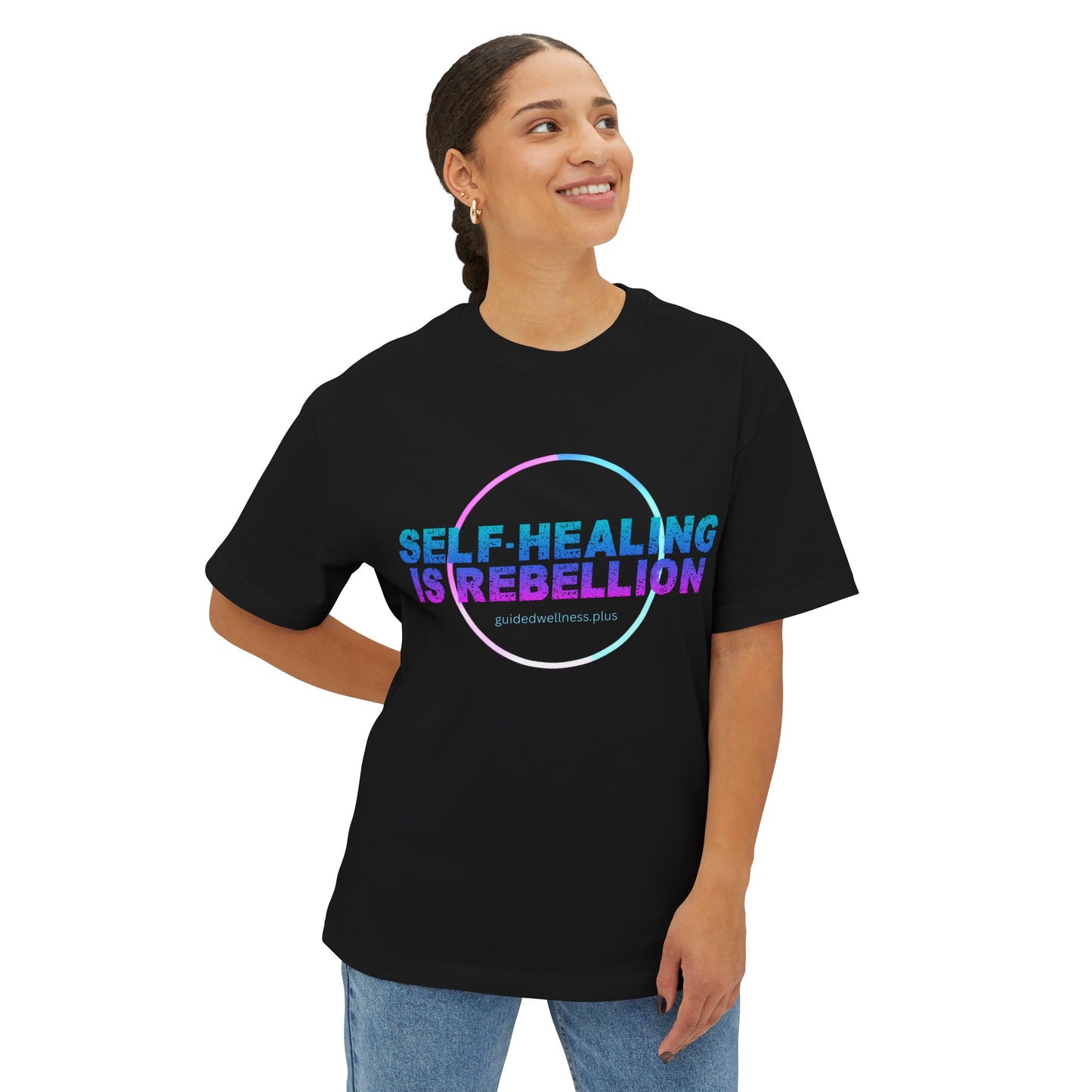 Self-Healing Is Rebellion Unisex Oversized Tee - Comfortable & Inspirational Tee for Self-Care Lovers