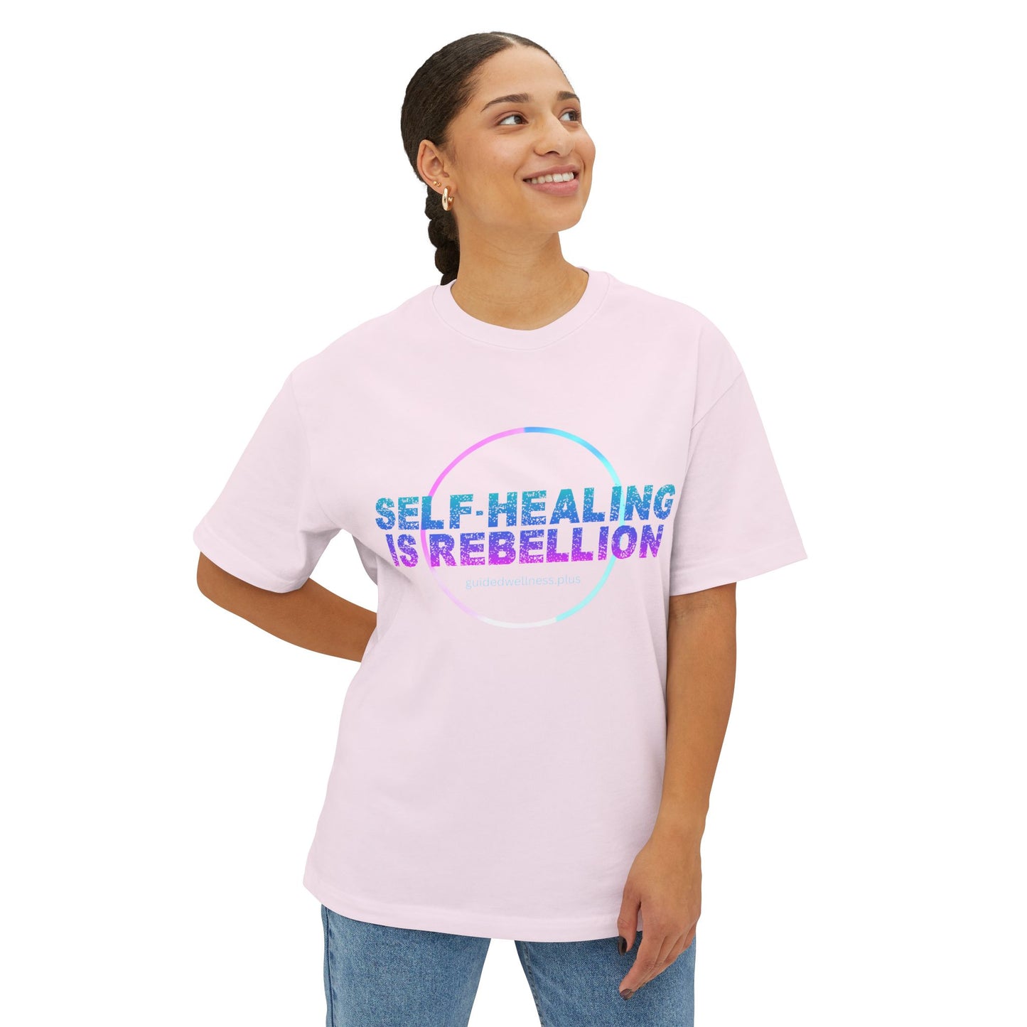 Self-Healing Is Rebellion Unisex Oversized Tee - Comfortable & Inspirational Tee for Self-Care Lovers