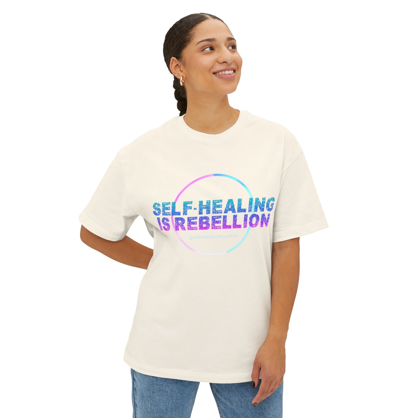Self-Healing Is Rebellion Unisex Oversized Tee - Comfortable & Inspirational Tee for Self-Care Lovers