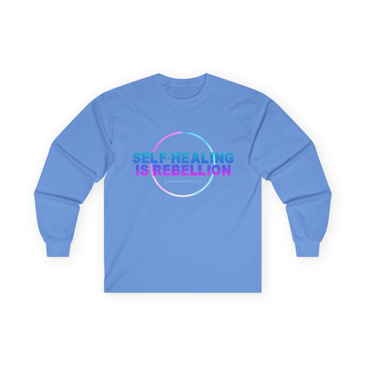 Self-Healing is Rebellion Long Sleeve Tee - Unisex Cotton Shirt for Personal Growth & Mindfulness