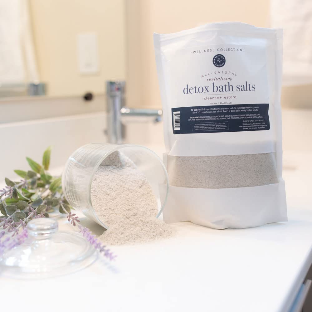 Rowe Casa Organics Detox Bath Salts, Natural Detox Bath Soak for Body Cleanse, 35 OZ