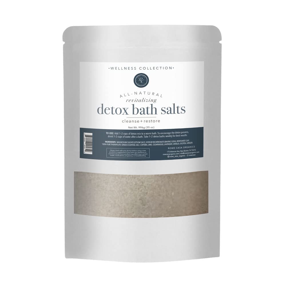 Rowe Casa Organics Detox Bath Salts, Natural Detox Bath Soak for Body Cleanse, 35 OZ