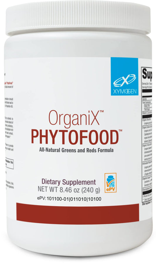 XYMOGEN OrganiX Phytofood - Reds and Greens Superfood Powder with Vitamin C - Fruits and Vegetables Supplements to Support Digestive Health - Organic & Gluten Free (30 Servings)