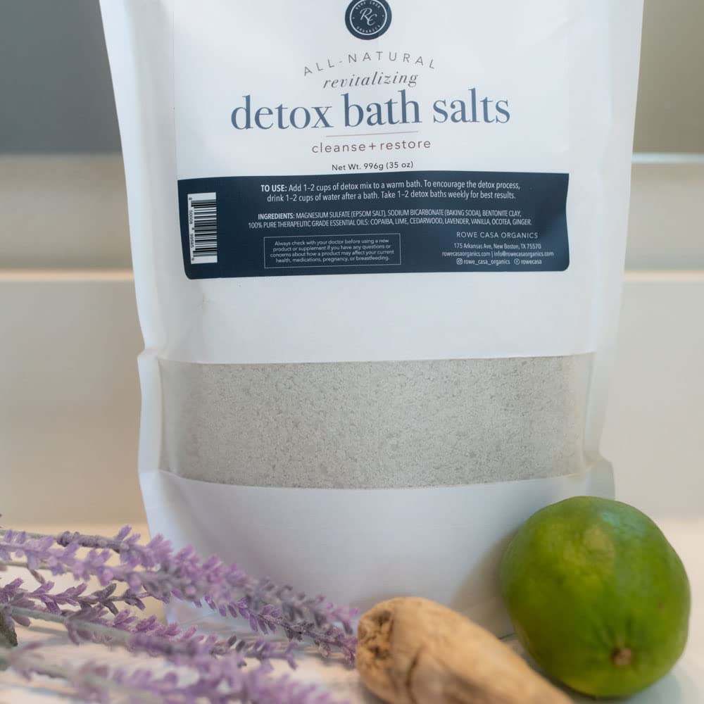 Rowe Casa Organics Detox Bath Salts, Natural Detox Bath Soak for Body Cleanse, 35 OZ