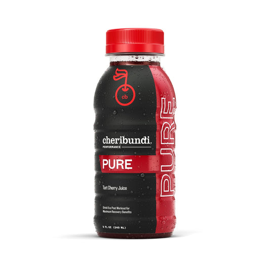 Cheribundi 100% Tart Cherry Juice, Pure | Unsweetened Tart Cherry Juice Recovery Supplement | Post-Workout Recovery Drink for Athletes | Support Muscle Recovery | 8 fl oz Pack of 12