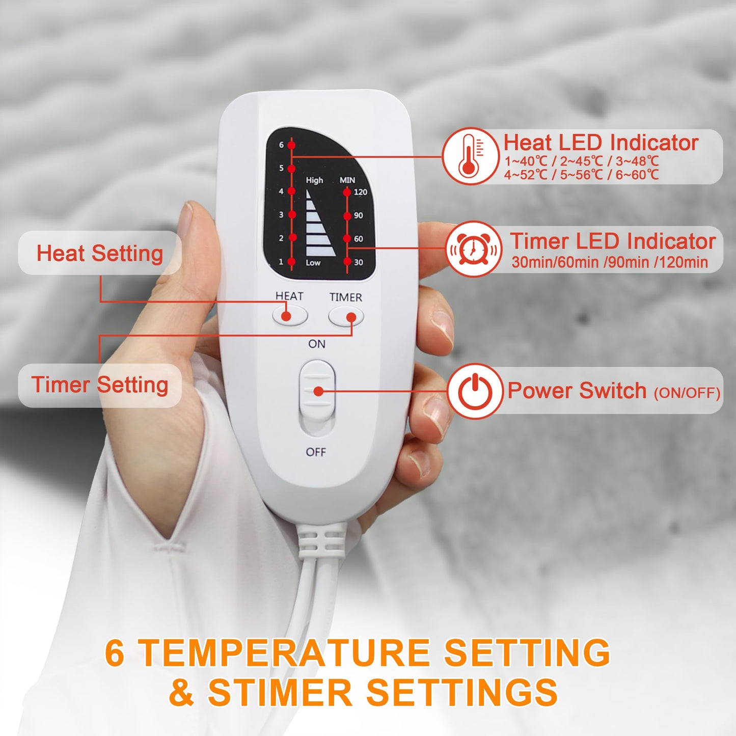 Heating Pad,Electric Heating Pads for Back,Neck,Abdomen,Mothers Day Gift,Moist Heating Pad for Shoulder,Knee,Arms and Legs,Dry/Moist Heat & Auto Shut Off,Birthday Gifts for Men(Light Gray, 24''×12'')