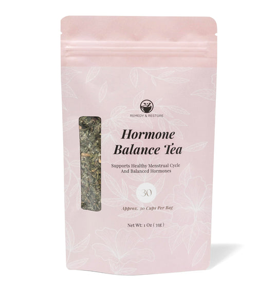 Remedy & Restore Herbal Tea for Hormone Balance - Natural Menstrual Cycle Support, Spearmint Flavor, Loose Leaves, 1 Count