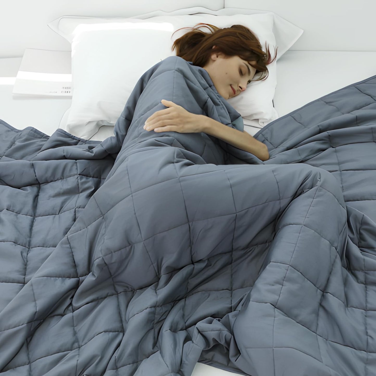 Weighted Idea Weighted Blanket for Adults (Dark Grey,48"x72",15lbs) Cooling Breathable Heavy Blanket with Premium Glass Beads All-Season Soft Thick Blanket