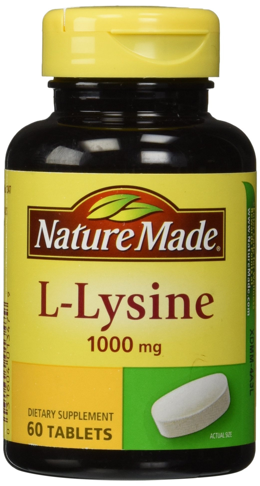 Nature Made L-Lysine 1000 mg, Dietary Supplement, 60 Tablets, 60 Day Supply