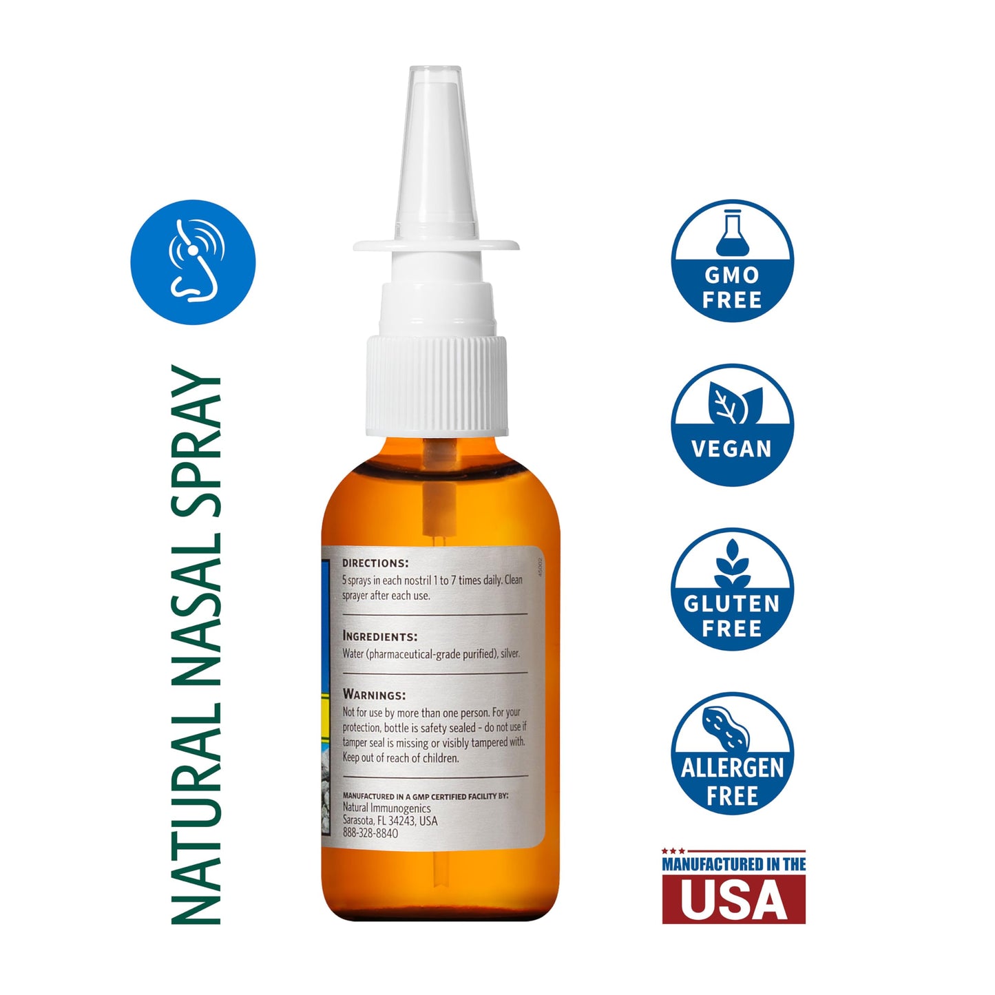 Sovereign Silver Bio-Active Colloidal Silver Hydrosol for Immune Support, 10ppm, 2oz, Nasal Spray