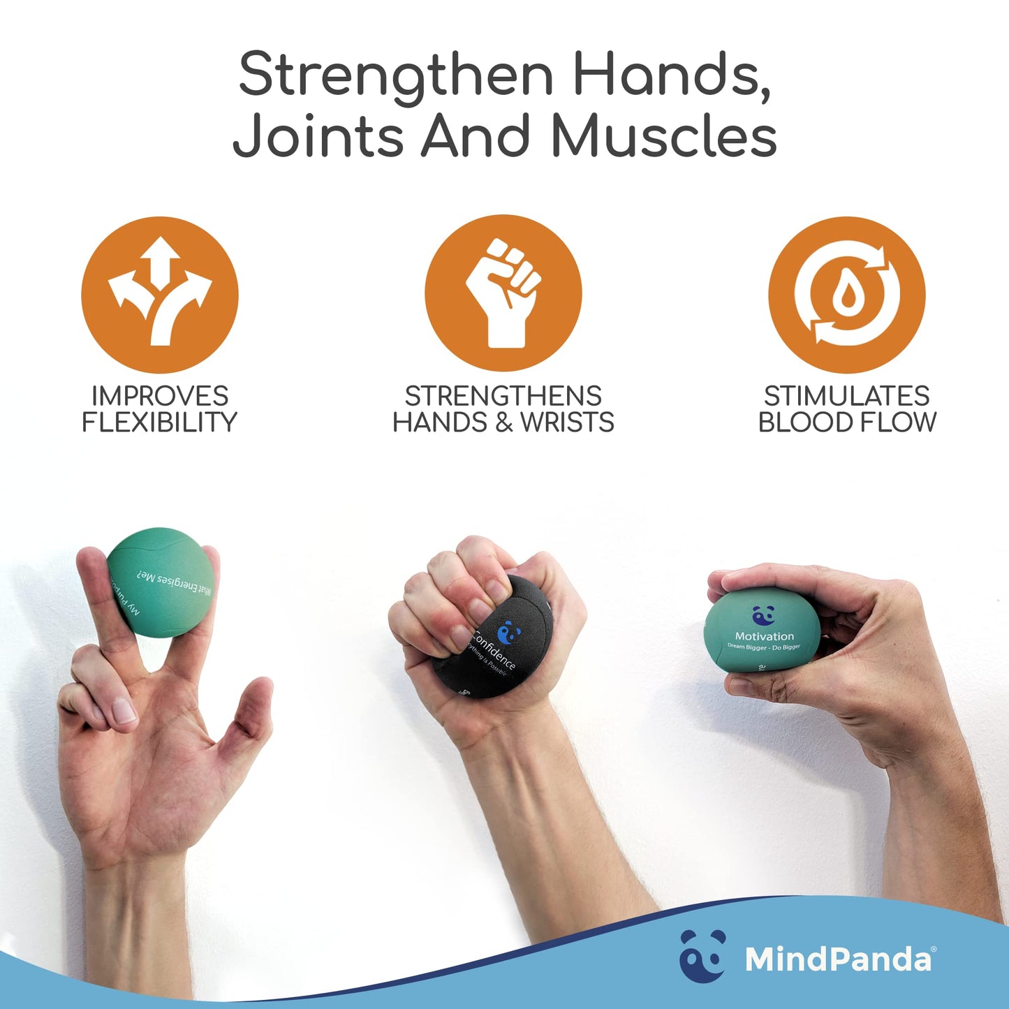 Mind & Body Stress Balls for Adults - Triple Density Squeeze Balls for Hand Therapy & Grip Strengthening - Stress & Anxiety Relief - Physical Therapy Support - Soft, Medium, Hard Gel Core