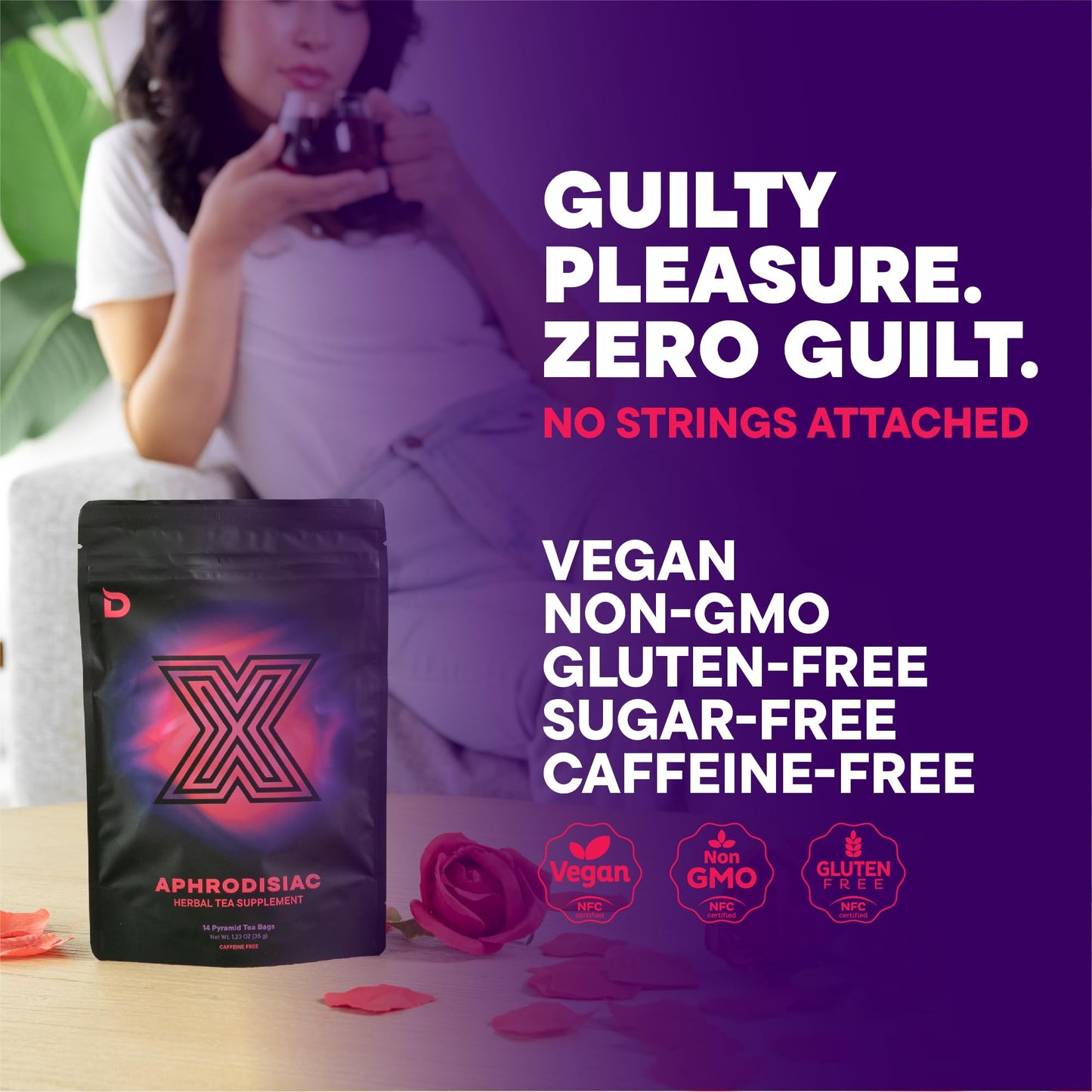 Deviant Blends Libido Booster for Women – Sugar Free & Gluten Free with Horny Goat Weed, Fenugreek, Butterfly Pea Flower, and Hibiscus – Fast-Acting Aphrodisiac Tea Libido Booster for Women & Men