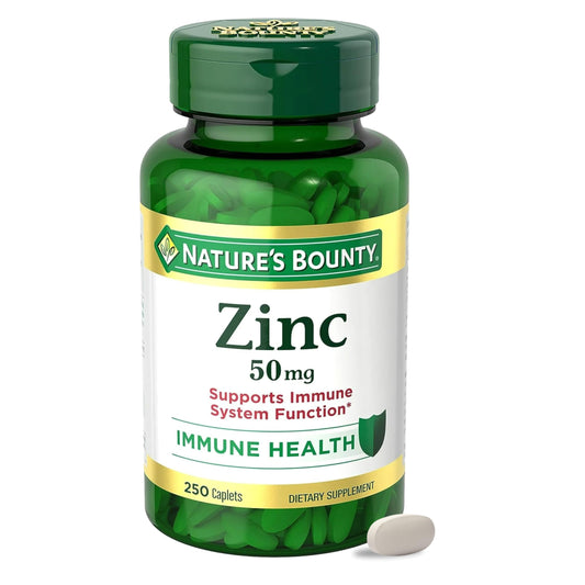 Nature’s Bounty Zinc 50mg, Immune Support & Antioxidant Supplement, Promotes Skin Health 250 Caplets