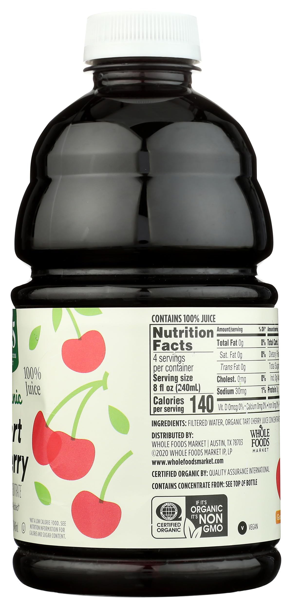 365 by Whole Foods Market, Organic Tart Cherry Juice, No Sugar Added, 32 Fl Oz