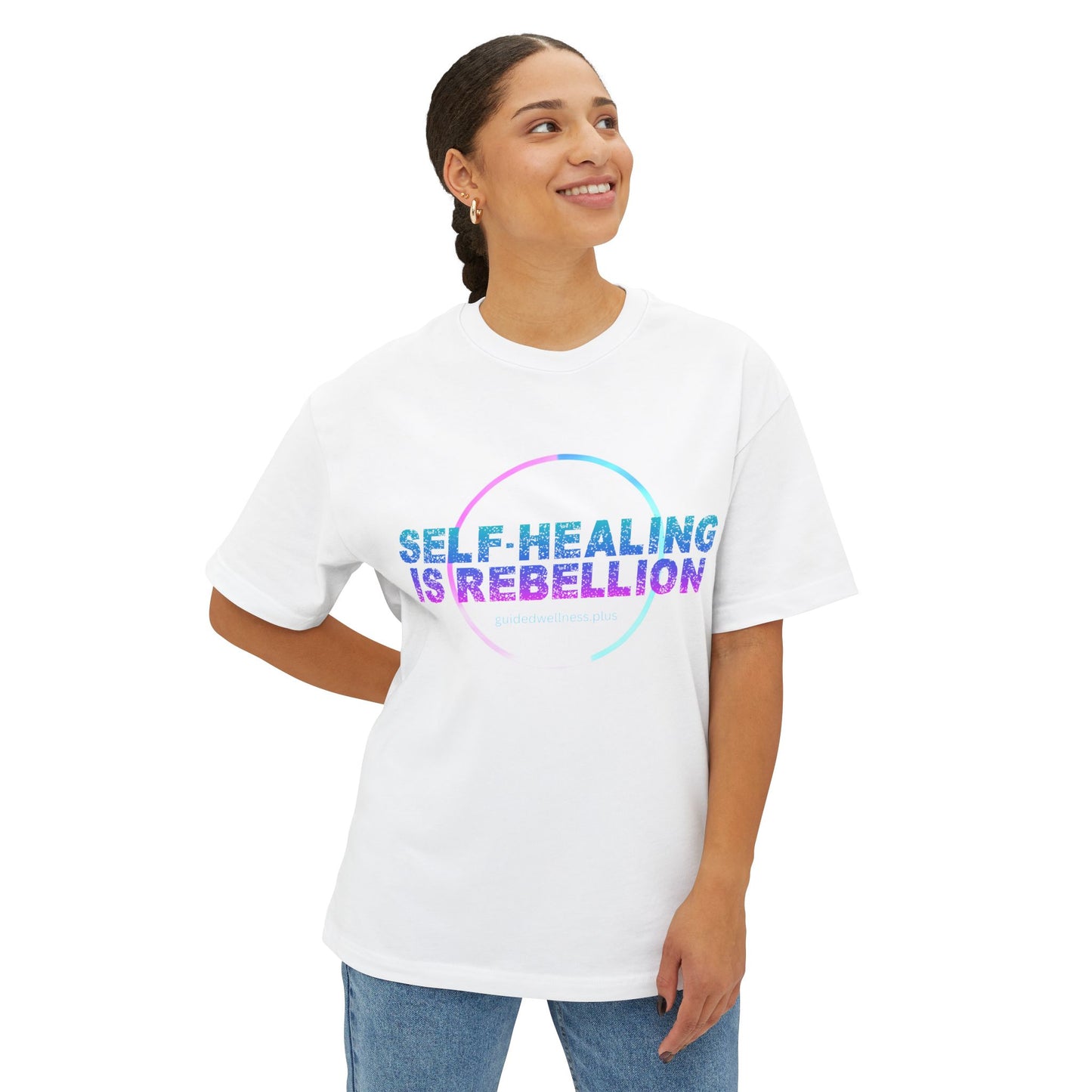 Self-Healing Is Rebellion Unisex Oversized Tee - Comfortable & Inspirational Tee for Self-Care Lovers