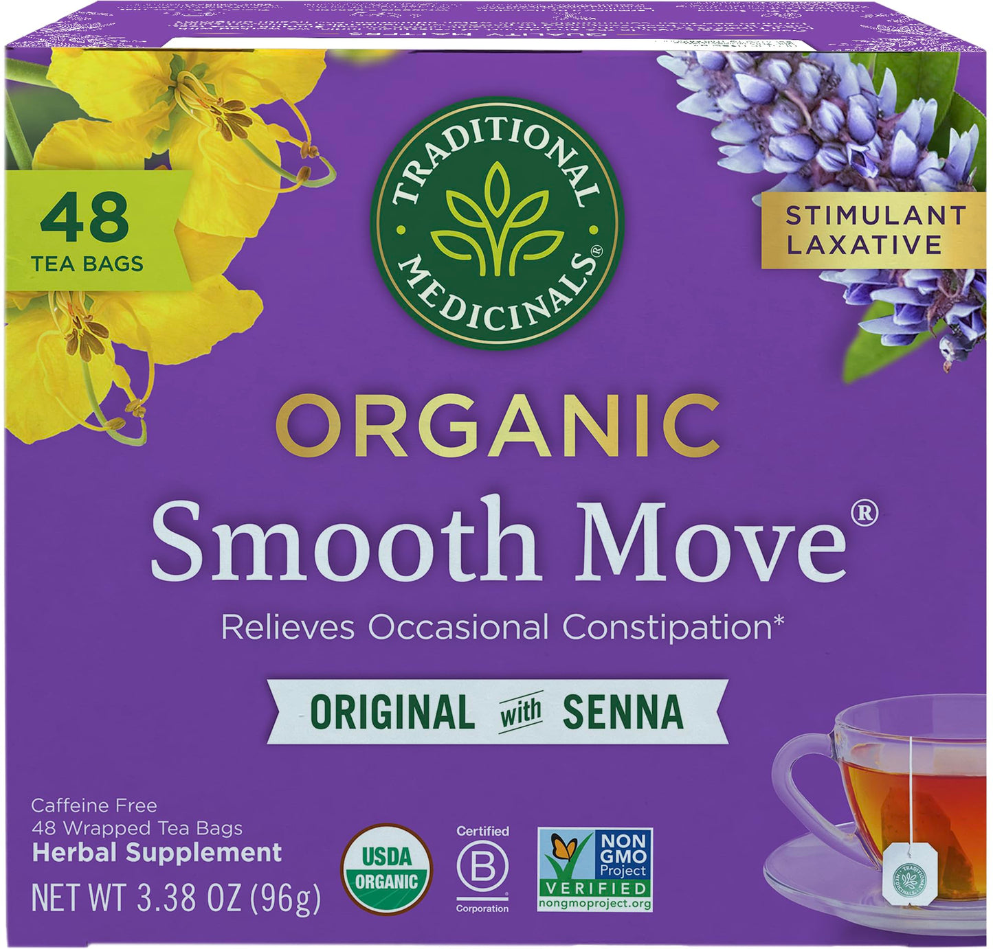Traditional Medicinals Tea, Organic Smooth Move, Relieves Occasional Constipation, Senna - 48 Tea Bags