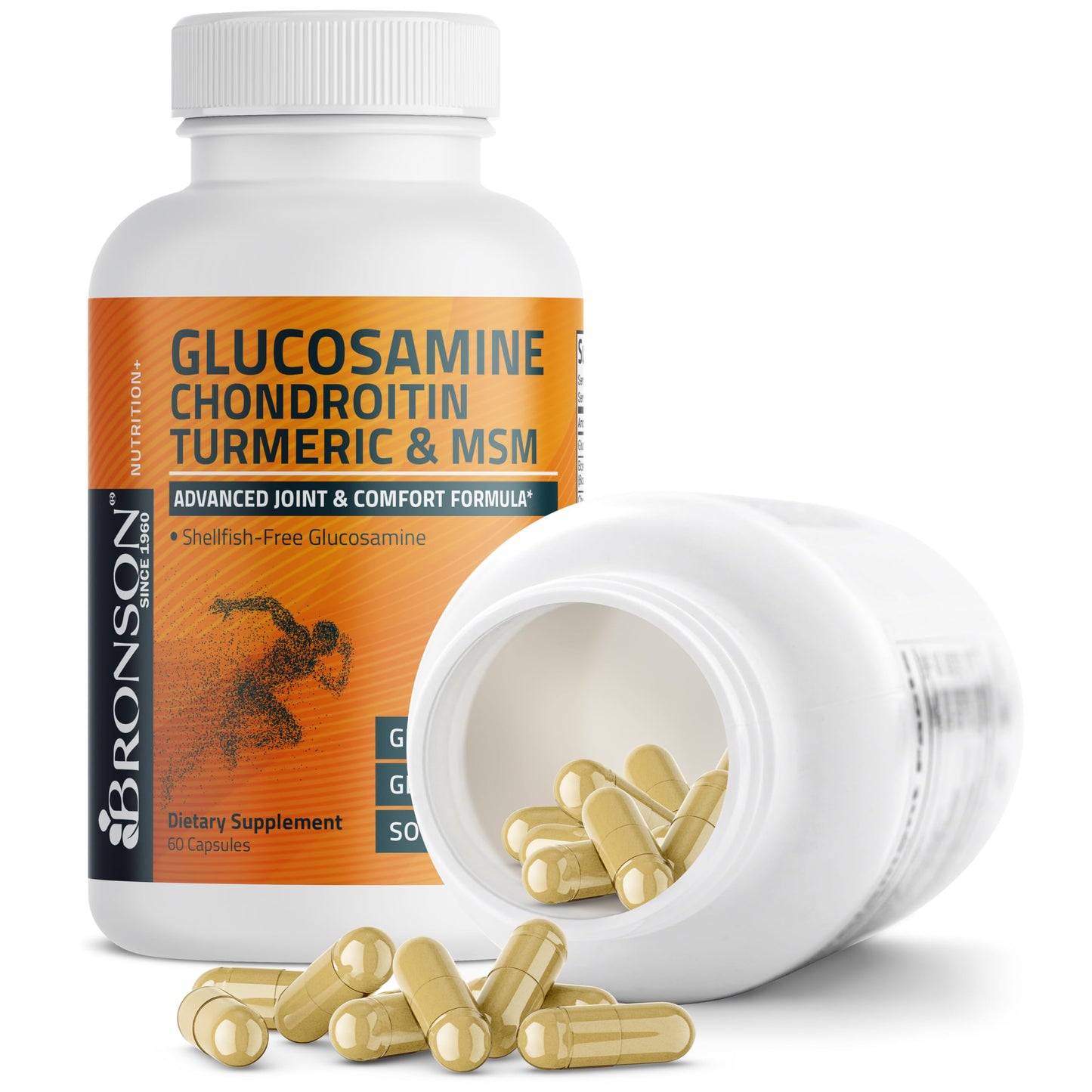 Bronson Glucosamine Chondroitin Turmeric & MSM Advanced Joint & Cartilage Formula, Supports Healthy Joints, Mobility & Cartilage - Non-GMO, 60 Capsules