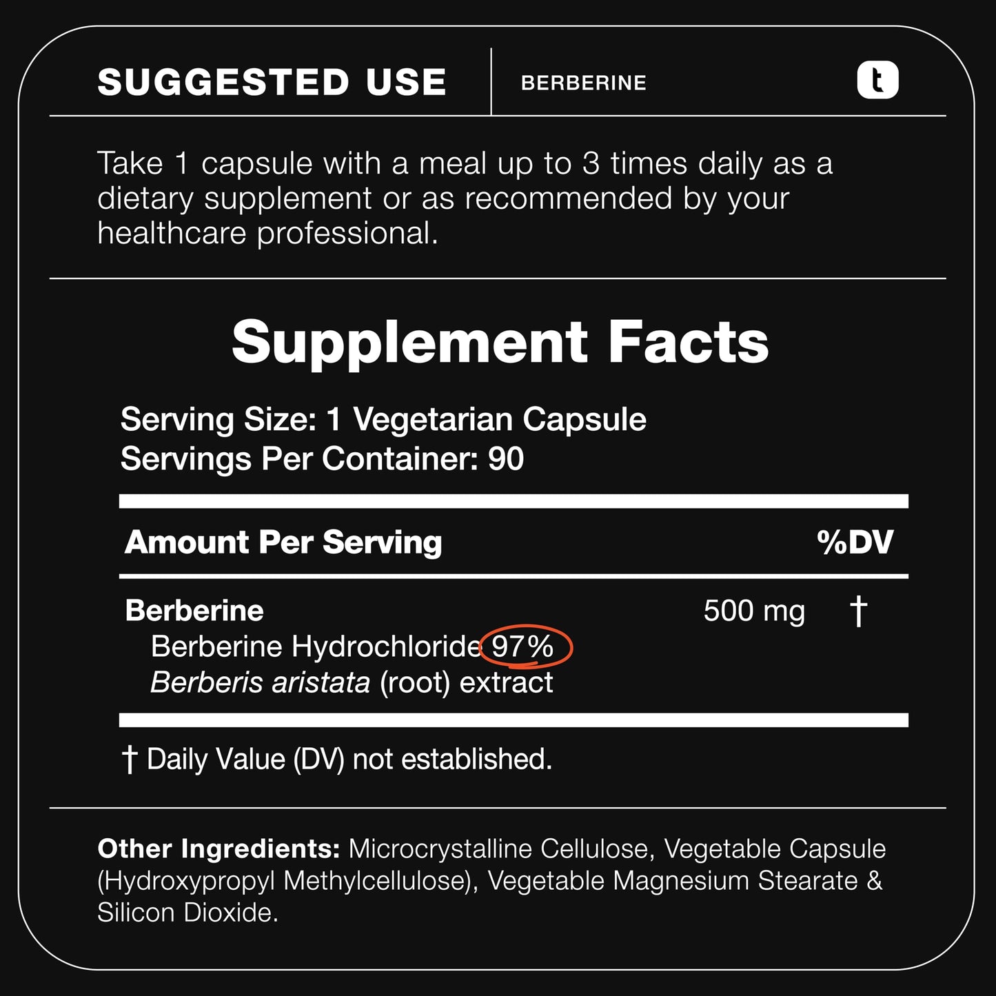 Toniiq Ultra High Strength Berberine HCl 500mg from The Himalayas - Berberine Supplement - 97% Tested Purity Extract - Wild Harvested - Concentrated Berberine 500mg Supplements -90 Veggie Capsules