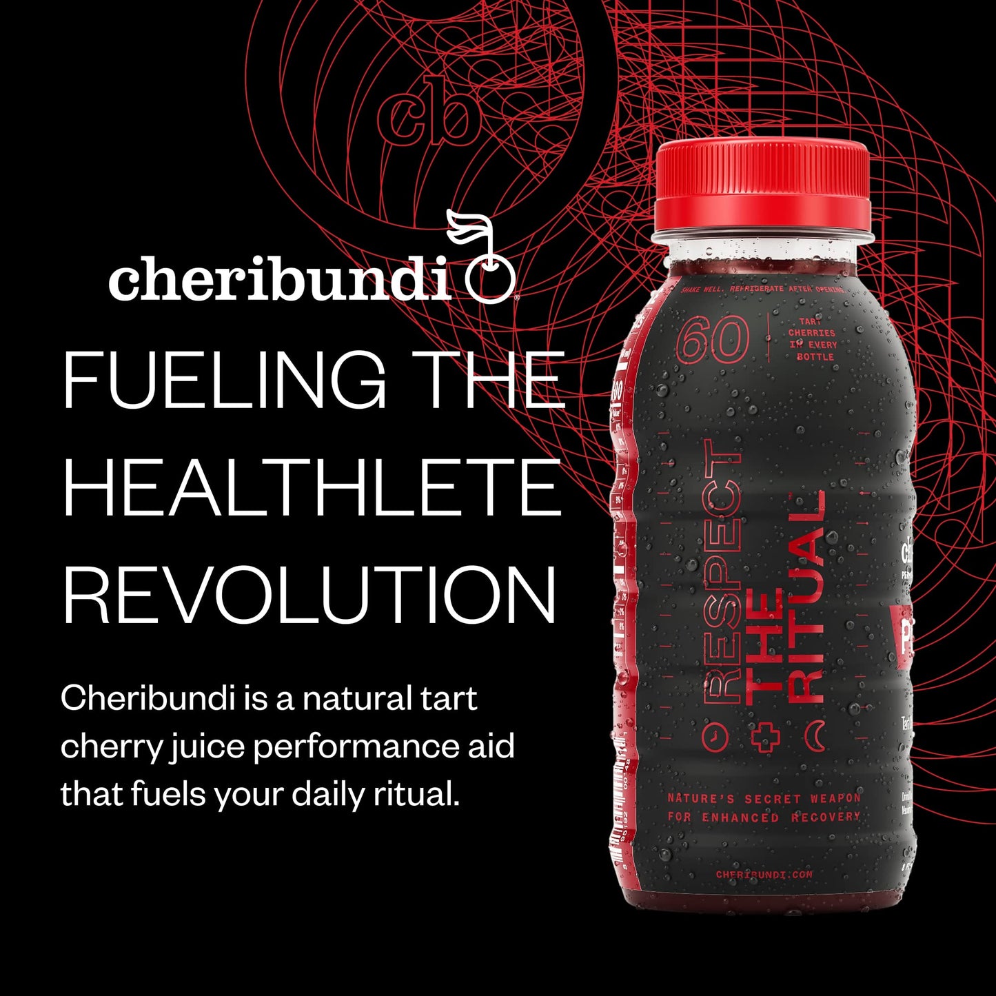 Cheribundi 100% Tart Cherry Juice, Pure | Unsweetened Tart Cherry Juice Recovery Supplement | Post-Workout Recovery Drink for Athletes | Support Muscle Recovery | 8 fl oz Pack of 12