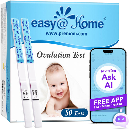 Easy@Home Ovulation Test Strips (50-Pack), FSA Eligible Ovulation Predictor Kit, Powered by Premom Ovulation Calculator iOS and Android APP, 50 LH Tests