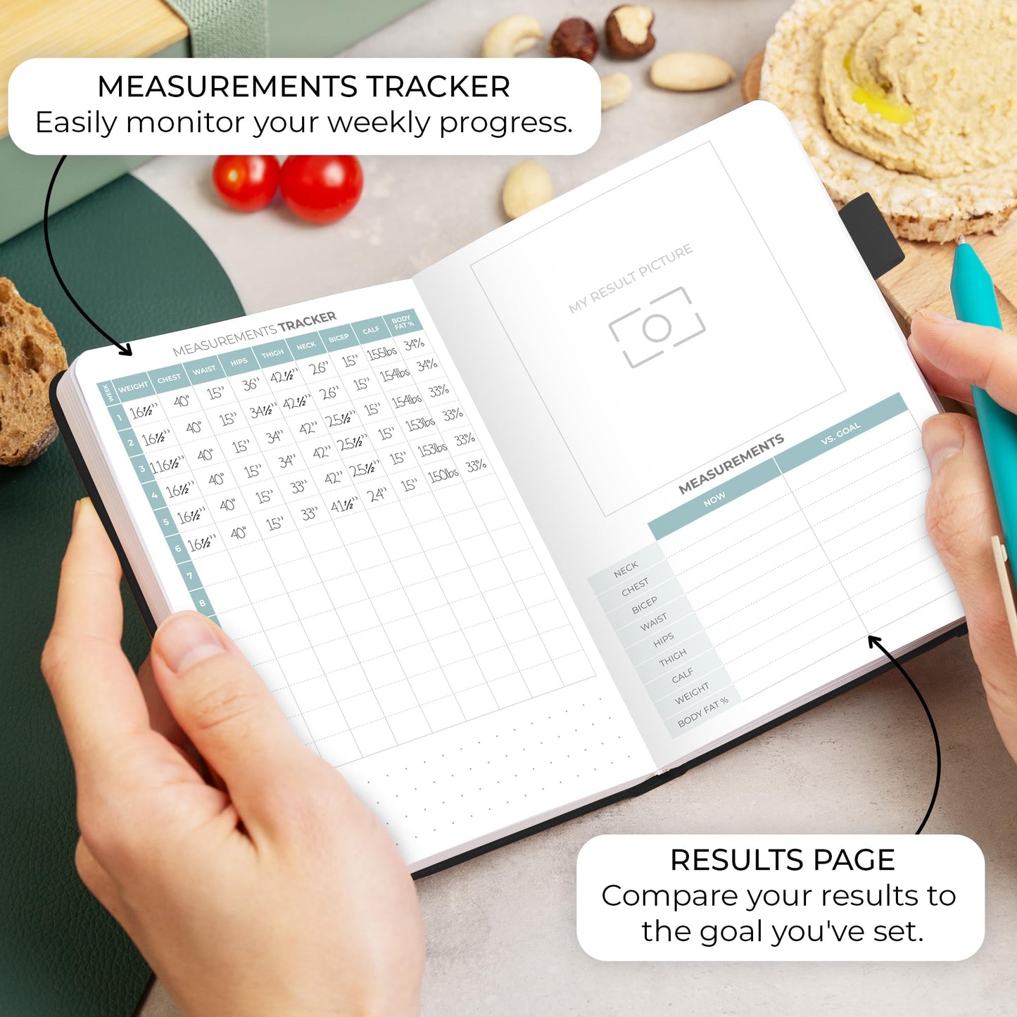 Clever Fox Food Journal Pocket - Daily Food Diary, Meal Planner to Track Calories & Nutrients, Weight Loss Tracker Notebook, 4x5.5” (Black)