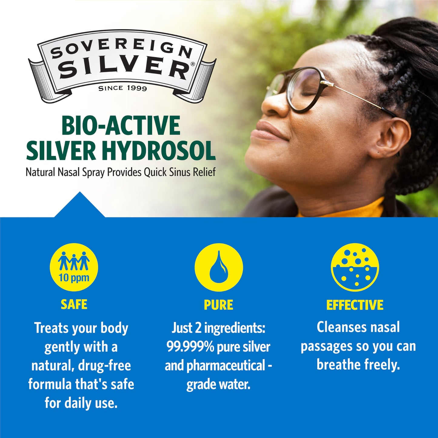 Sovereign Silver Bio-Active Colloidal Silver Hydrosol for Immune Support, 10ppm, 2oz, Nasal Spray