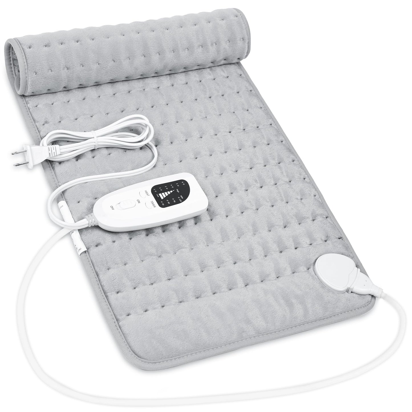 Heating Pad,Electric Heating Pads for Back,Neck,Abdomen,Mothers Day Gift,Moist Heating Pad for Shoulder,Knee,Arms and Legs,Dry/Moist Heat & Auto Shut Off,Birthday Gifts for Men(Light Gray, 24''×12'')