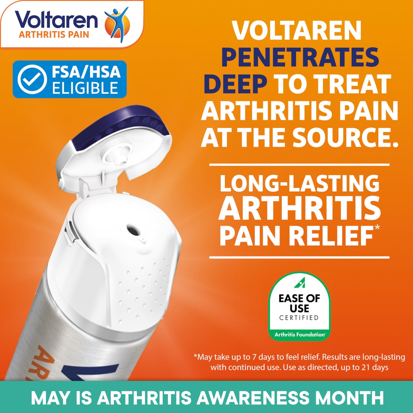 Voltaren Arthritis Pain Gel for Powerful Topical Arthritis Pain Relief with Diclofenac - NEW Easy Open Cap - 100 g x 2