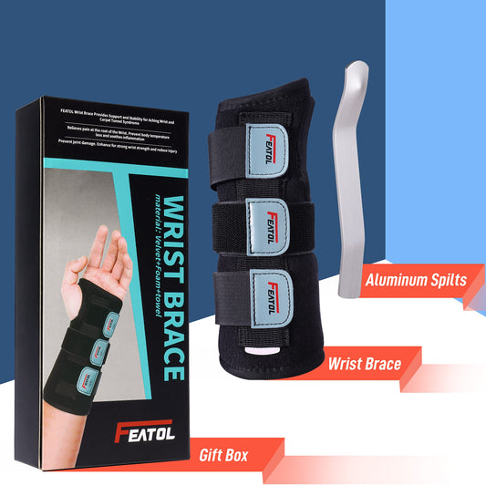 FEATOL Wrist Brace for Carpal Tunnel, Adjustable Night Wrist Support Brace with Splints Right Hand, Small/Medium, Hand Support for Arthritis, Tendonitis, Sprain, Injuries
