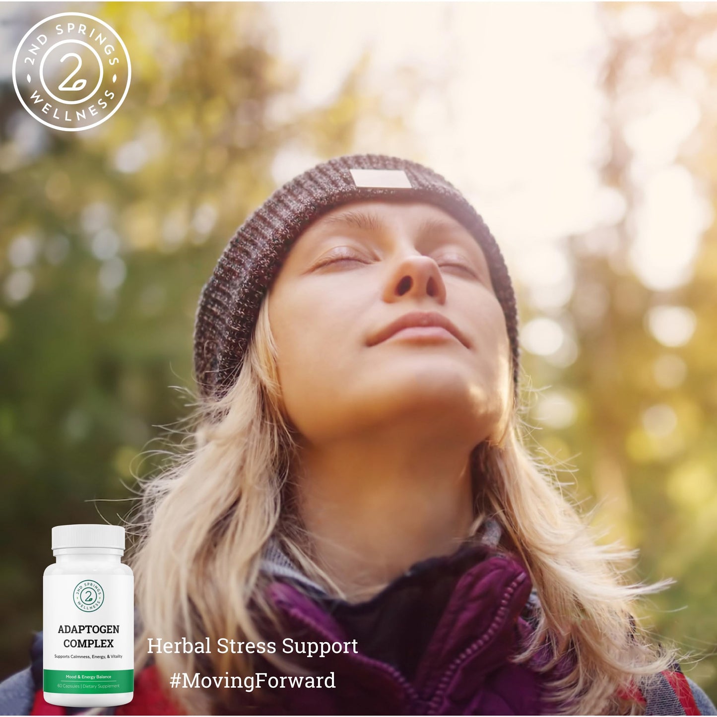 2nd Springs Adaptogen Complex Calmness, Energy and Vitality Booster - Ashwagandha, Schisandra, Astragalus, Ginseng, Rhodiola, and More - Promotes Balance, Focus, and Overall Well-Being - 60 Ct