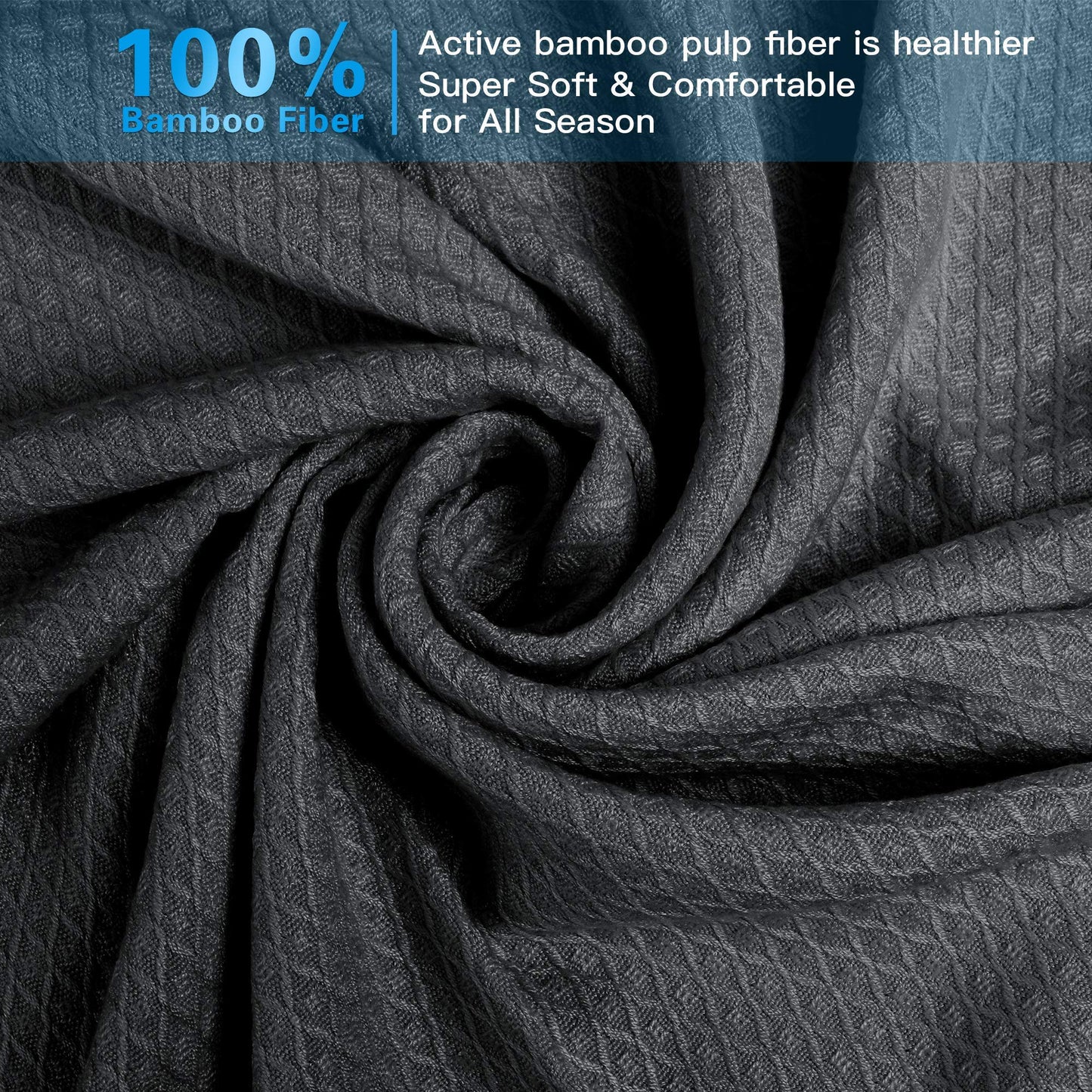 AmyHomie Cooling Blanket, 100% Rayon Derived from Bamboo, Cool Summer Blanket for Hot Sleepers, Soft Comfy Lightweight Blankets for All Seasons(Dark Gray, 79×91in)