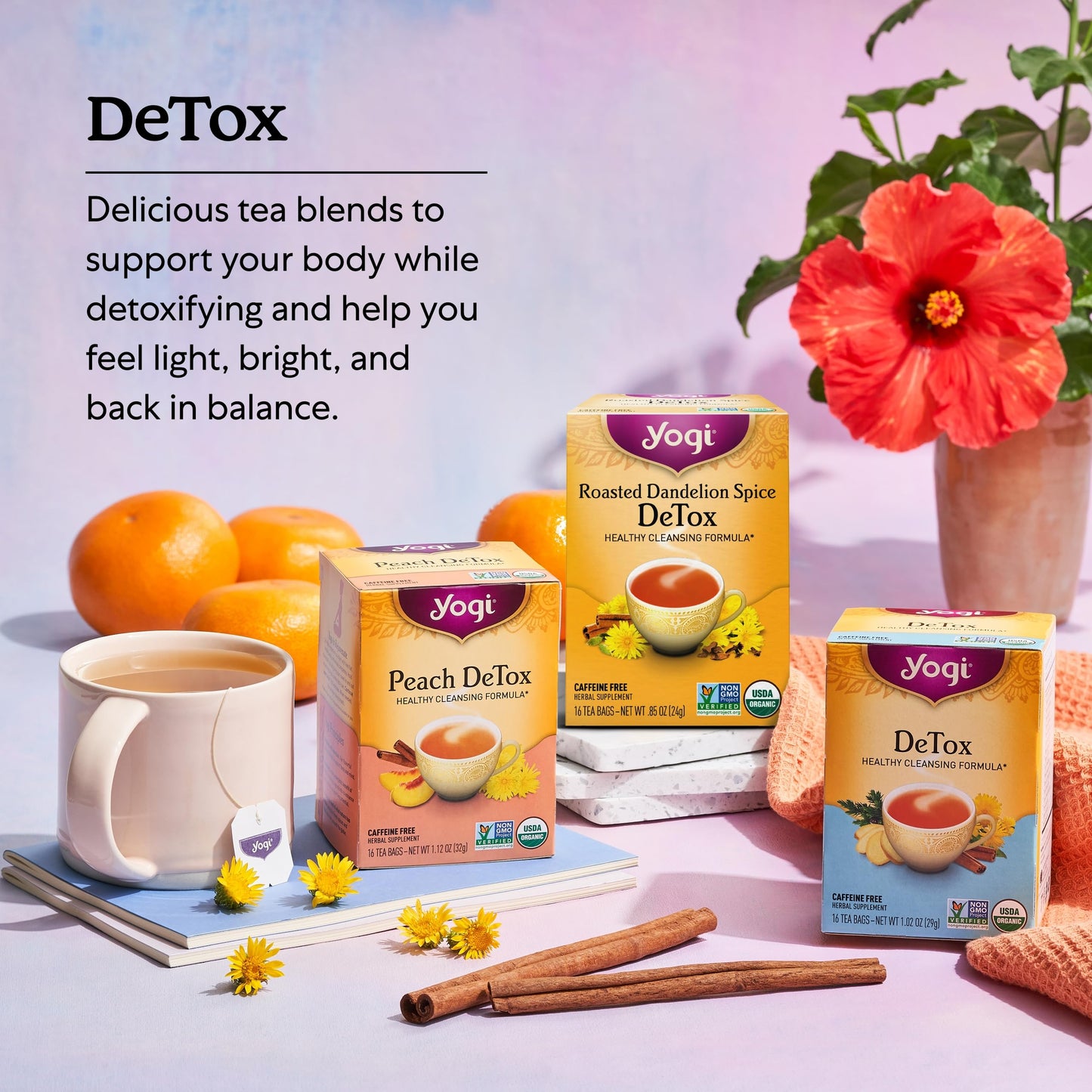 Yogi Tea Soothing Rose Hibiscus Skin DeTox Tea - 16 Tea Bags per Pack (4 Packs) - Organic DeTox Tea to Support Skin Health - Includes Green Tea Leaf, Rose Petal, Honeybush Leaf, Hibiscus & More