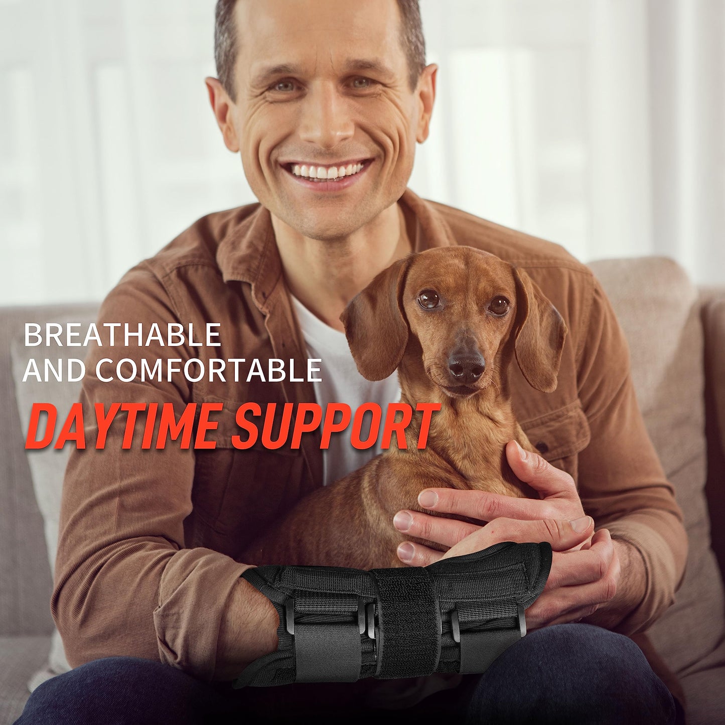 FEATOL Wrist Brace for Carpal Tunnel, Adjustable Night Wrist Support Brace with Splints Right Hand, Small/Medium, Hand Support for Arthritis, Tendonitis, Sprain, Injuries